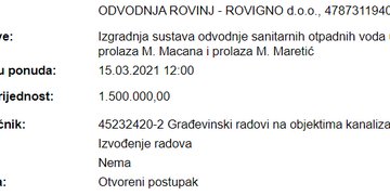 Objavljenja javna nabava za izgradnju sustava odvodnje sanitarnih otpadnih voda ulice V. Š. Paje, M. Macana i  M. Maretić