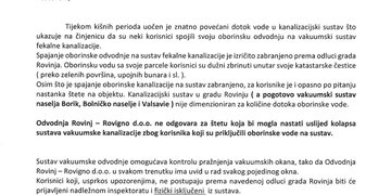 Obavijest stanarima naselja Borik, Bolničko naselje i Valsavie